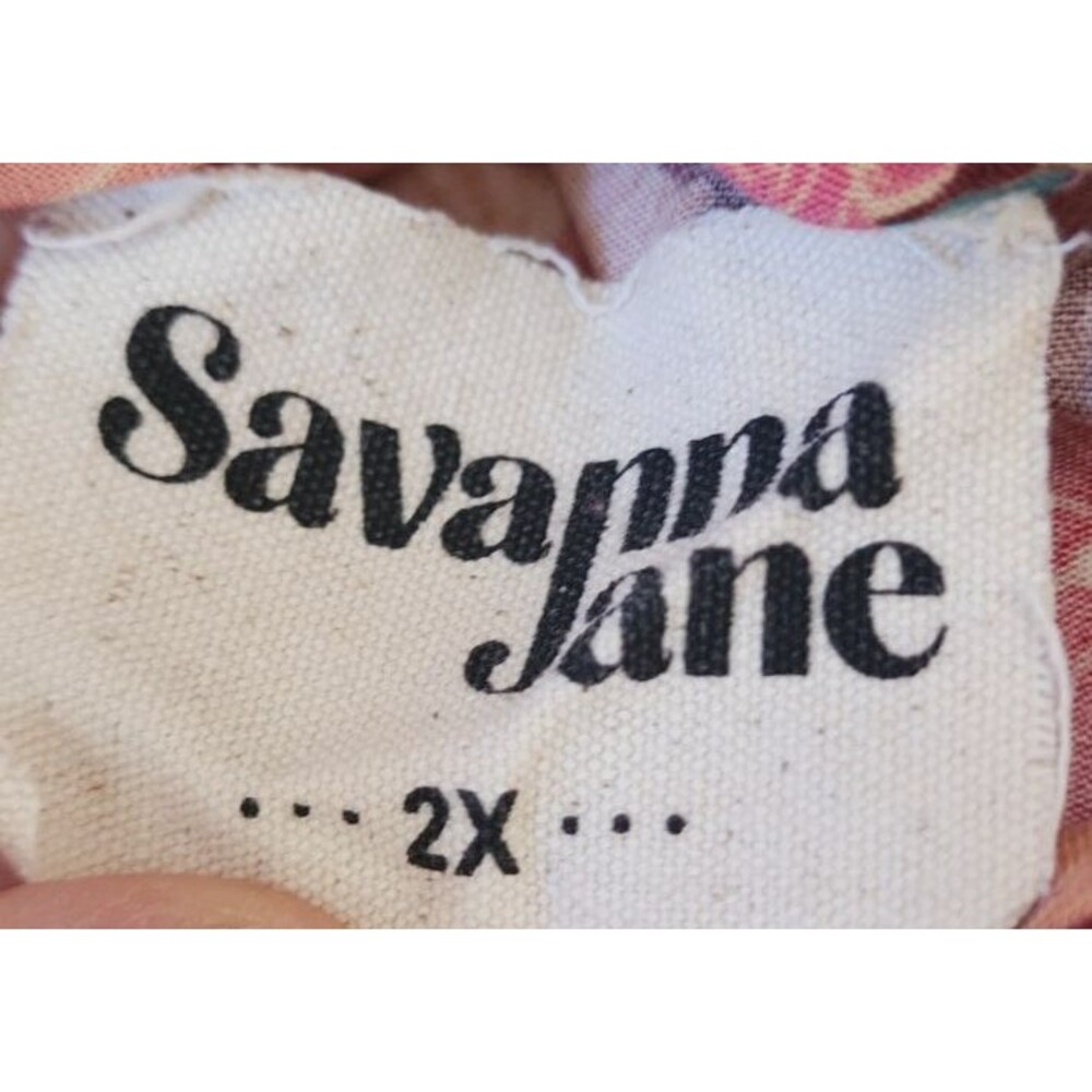Savanna Jane Embroidered Floral Size 2X Long Sleeve Neck Tie Flowy Boho - Picture 7 of 9